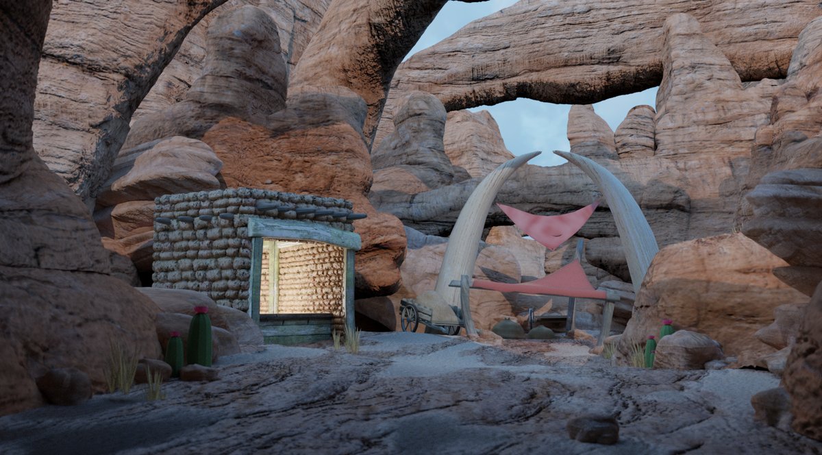 3D scene render with lighting and materials