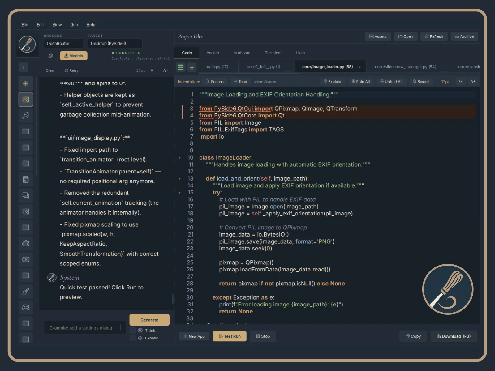 Whittl in dark theme with the brand palette applied