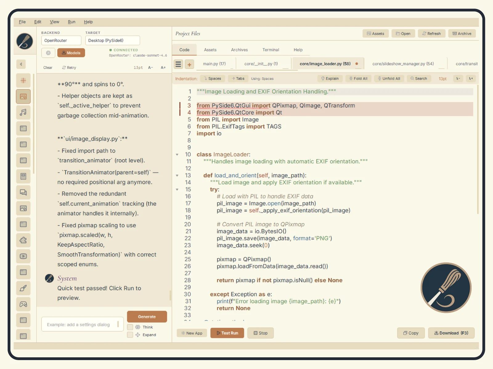 Whittl in light theme showing the cream and tan palette